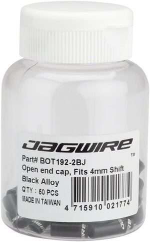 Jagwire Cables and Housing Parts and Accessories Jagwire 4mm Open Alloy End Caps Bottle of 50 Black