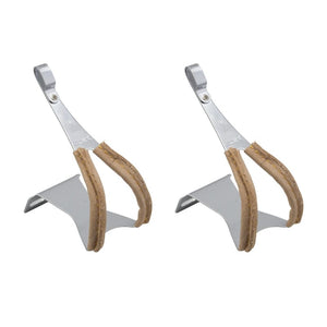 Mks Pedals Mks Toe Clips with Leather X-Large Chrome/Leather Steel