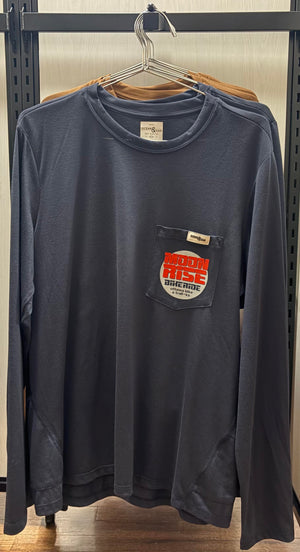Ottawa Bike and Trail Jersey Mens Moonrise Bike Ride All-Day Cycling Shirt, Ocean and San - Long Sleeve, Dark Navy Blue