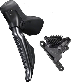 Shimano Brake/Shift Lever - Drop Bar Shimano Ultegra ST-R8170F Di2 Shift/Brake Lever BR-R8170 Hydraulic Disc Brake Caliper - Left/Front 2x Flat Mount BLK