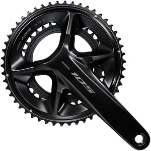 Shimano Cranksets and Arms 165Mm / 50/34T Shimano 105 FC-R7100 Crankset - 12-Speed, 110 Asymmetric BCD Hollowtech II Spindle Interface, Black