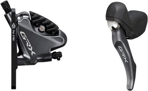 Shimano Disc Brake & Lever Shimano GRX BL-RX810/BR-RX810 Disc Brake Lever - Front Hydraulic Flat Mount Finned Resin Pads BLK