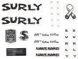 Surly Sticker/Decal Black Surly Karate Monkey Frame Decal Set