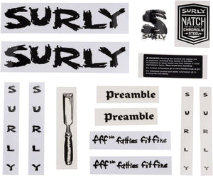 Surly Sticker/Decal Black Surly Preamble Decal Set