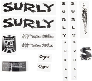Surly Sticker/Decal Black With Torch Surly Ogre Frame Decal Set