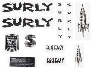 Surly Sticker/Decal Surly Big Easy Frame Decal Set - Black with Rocket