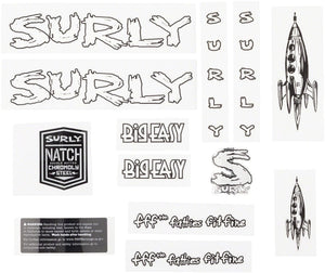 Surly Sticker/Decal Surly Big Easy Frame Decal Set - White with Rocket