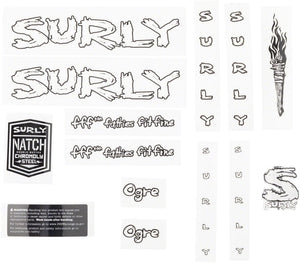Surly Sticker/Decal White With Torch Surly Ogre Frame Decal Set