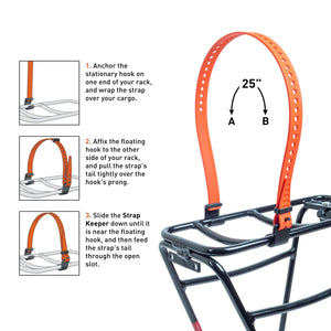 Voile BagsPanniers Voile Rack Strap 25 inch 10mm Hook Orange
