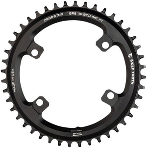Wolf Tooth Chainrings Wolf Tooth Shimano 110 Asymmetric BCD Chainring - 44t 110 Asymmetric BCD 4-Bolt Drop-Stop B For Shimano GRX Cranks BLK